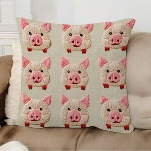 Pig Decorative Pillow Cover 3D Couch Bed Cute